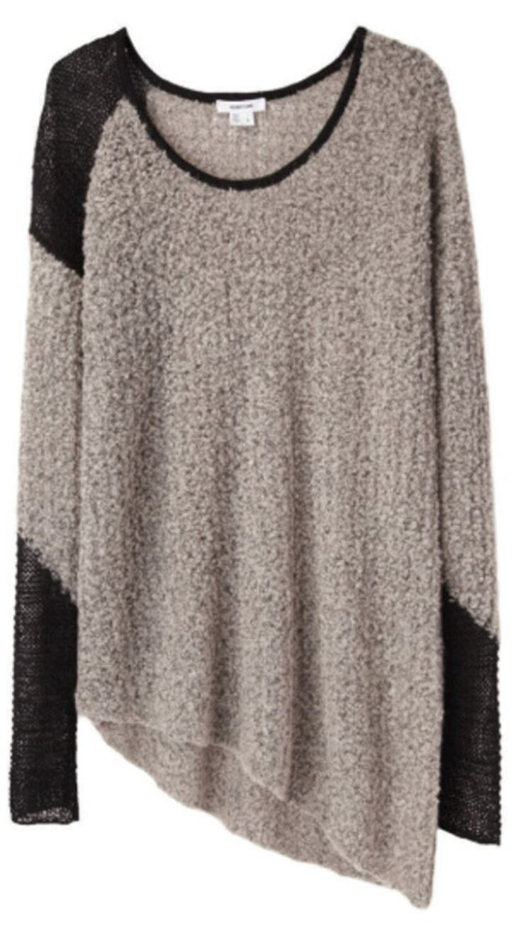 Helmut Lang Flecked Bouclé Asymmetrical Sweater Sz S Black & Beige Worn on Glee